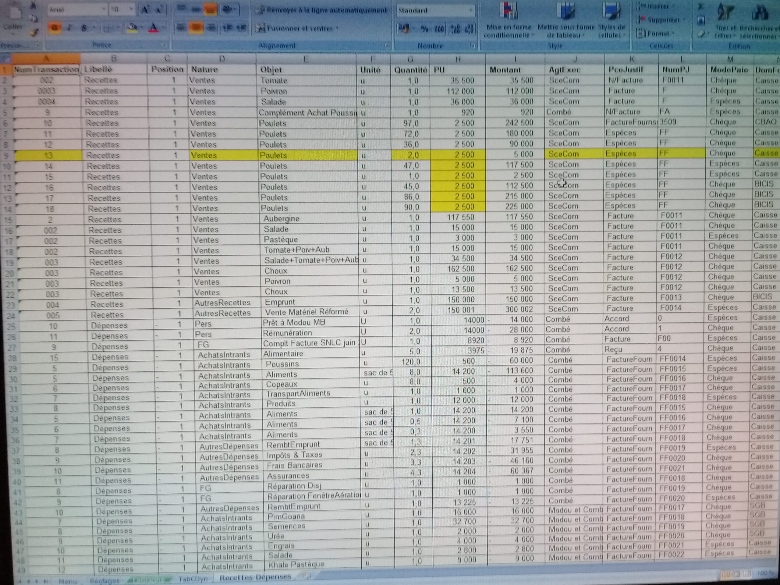 Livre journal Recettes et Dépenses avec TVA sur Excel